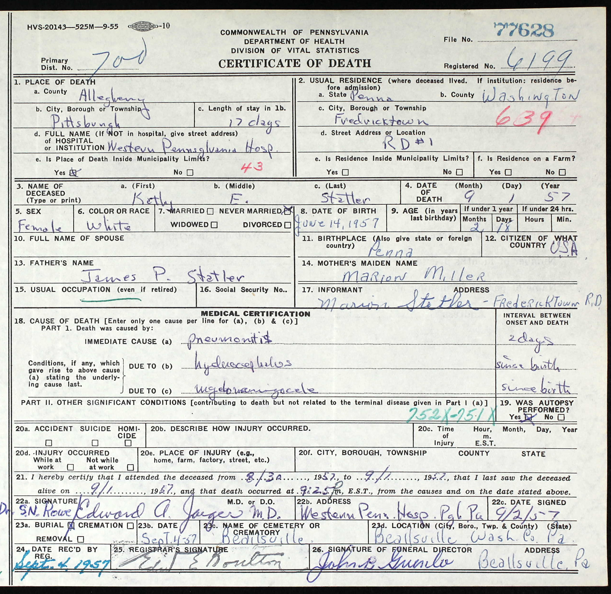 death certificate